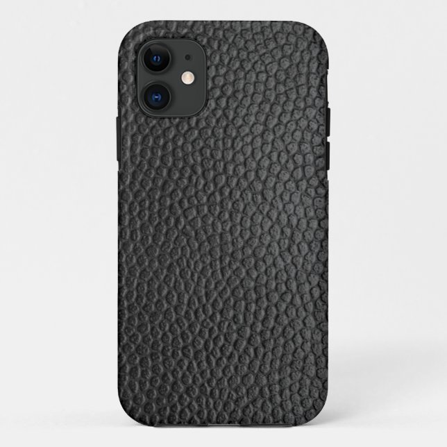 Funda De Case-Mate Para iPhone Textura de cuero negro (Reverso)