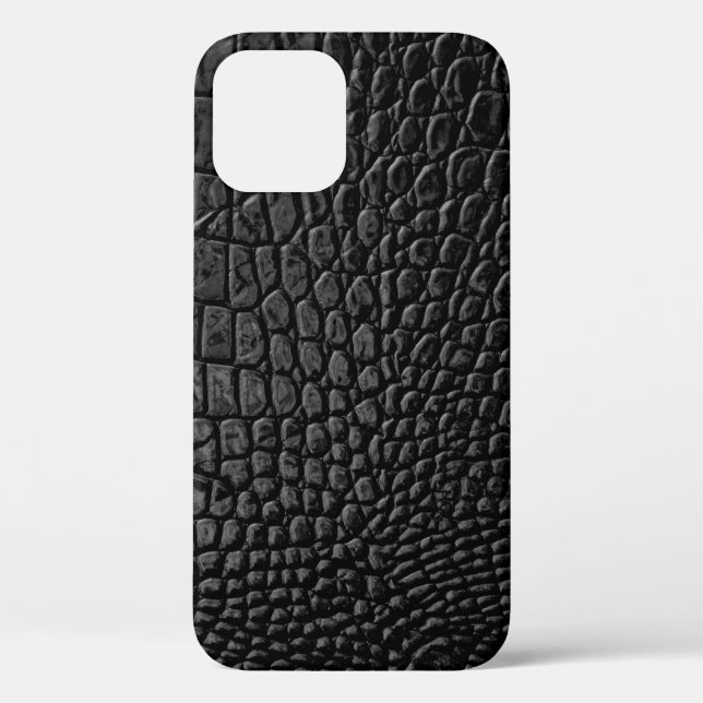 Funda De Case-Mate Para iPhone Textura de cuero negro (Reverso )