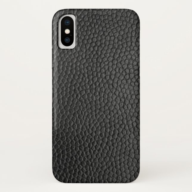 Funda De Case-Mate Para iPhone Textura de cuero negro (Reverso)