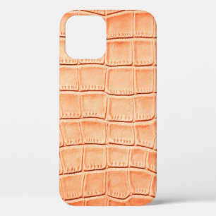 Funda Para iPhone 12 textura de cuero reptil naranja