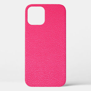 Funda Para iPhone 12 Textura de cuero rosa