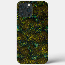 Funda Para iPhone 13 Pro Max Textura de época muy rústica en ocre oscuro y verd