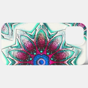 Funda Para iPhone 13 Pro Max Textura de flor de dibujo de tinta metálica de cia