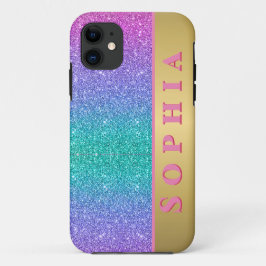 Funda Para iPhone 11 Textura de gradiente de brillo de color rosa verde