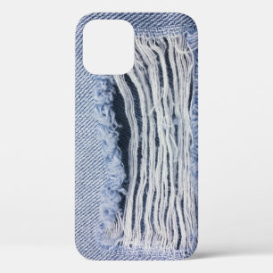 Funda Para iPhone 12 Textura de jeans rotos con azul claro