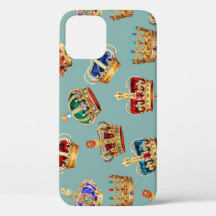 Funda Para iPhone 12 Textura de la moda barroca de la corona dorada