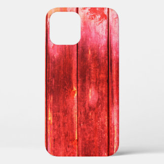 Funda Para iPhone 12 Textura de la pared de madera roja brillante. Text