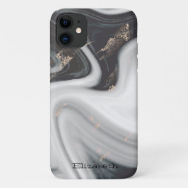 Funda Para iPhone 11 Textura de la Piedra de Mármol Blanco Negro de Gua