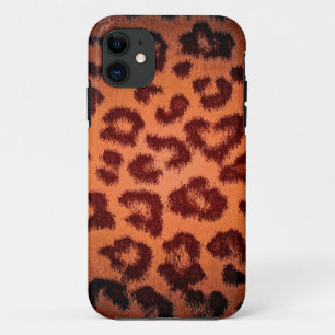 Funda Para iPhone 11 Textura de la piel de la huella de animal marrón d