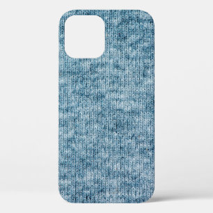 Funda Para iPhone 12 Textura de lana de tejido azul cierre foto de fond