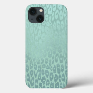 Funda Para iPhone 13 Textura de leopardo del Purpurina verde marino