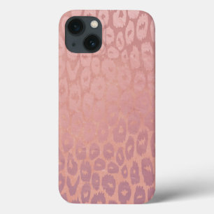 Funda Para iPhone 13 Textura de leopardo Purpurina Rosa Rose Golg