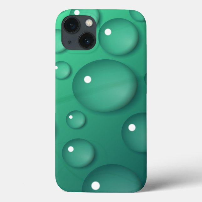 Funda De Case-Mate Para iPhone Textura de lluvia verde azulada (Reverso)
