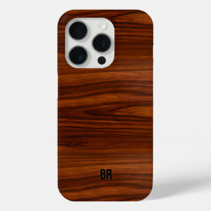 Funda Para iPhone 15 Pro Textura de madera de caoba marrón marrón