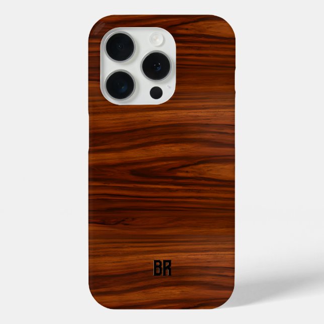 Funda De Case-Mate Para iPhone Textura de madera de caoba marrón marrón (Reverso )