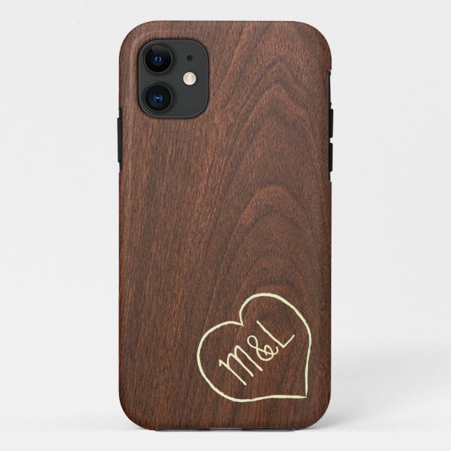 Funda De Case-Mate Para iPhone Textura de madera roja personalizada con el (Reverso)