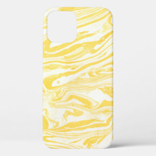 Funda Para iPhone 12 Textura de mármol amarillo. Dibujo de mano