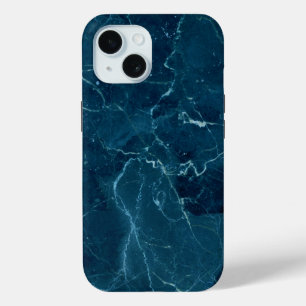 Funda Para iPhone 15 Textura de mármol azul marino