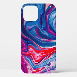 Funda Para iPhone 12 Textura de mármol azul rojo