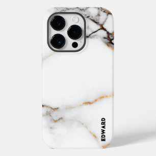 Funda Para iPhone 14 Pro De Case-Mate Textura de mármol blanco de lujo dorado y acentos