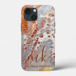 Funda Para iPhone 13 Mini Textura de mármol dorado de roca rústica con inici