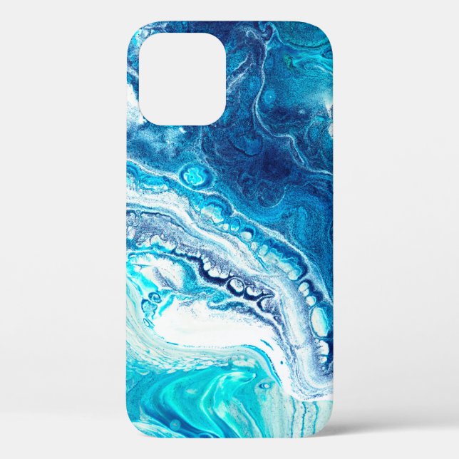 Funda De Case-Mate Para iPhone Textura de mármol líquido azul (Reverso )
