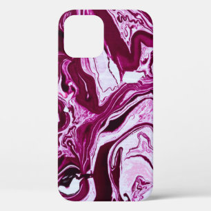 Funda Para iPhone 12 Textura de mármol magenta: arte fluido abstracto