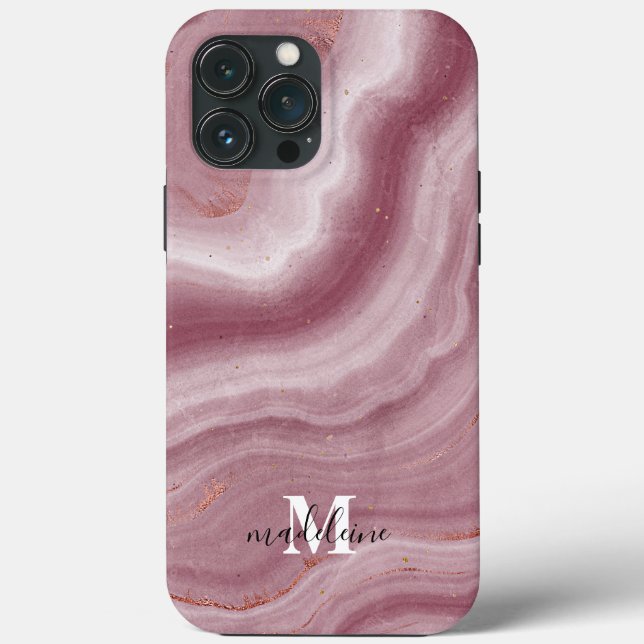 Funda De Case-Mate Para iPhone Textura De Mármol Rosa Elegante Estuche Telefónico (Reverso )