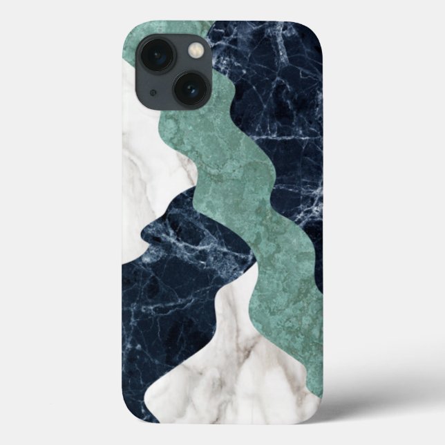 Funda De Case-Mate Para iPhone Textura de mármol verde negro (Reverso)