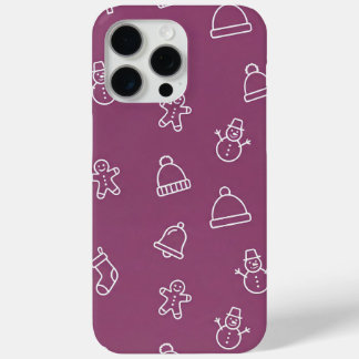 Funda Para iPhone 15 Pro Max Textura de Navidad púrpura con elementos festivos
