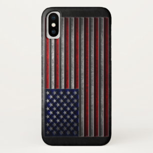 Funda Para iPhone X Textura de piedra de la bandera estadounidense