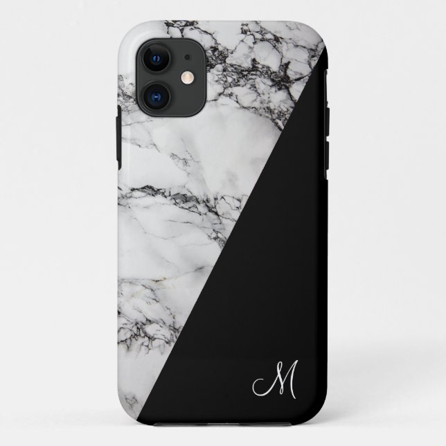 Funda De Case-Mate Para iPhone Textura De Piedra De Mármol Negro Y Gris (Reverso)