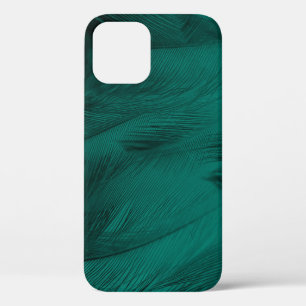 Funda Para iPhone 12 Textura de plumas de color verde oscuro