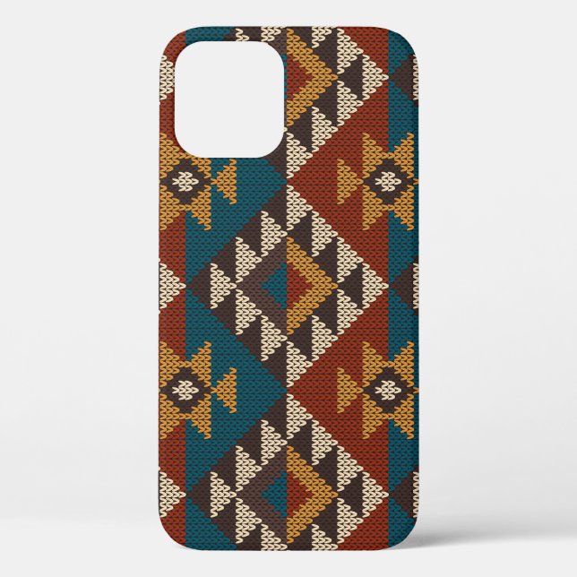 Funda De Case-Mate Para iPhone Textura de punto de lana tribal azteca. (Reverso )