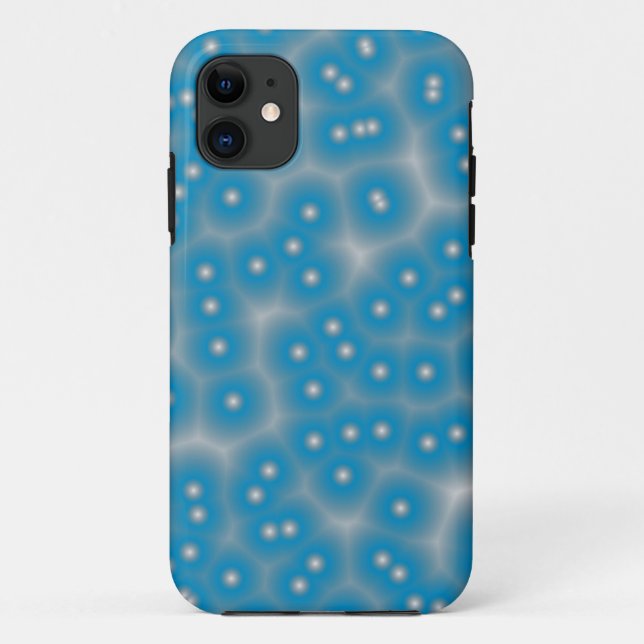 Funda De Case-Mate Para iPhone textura de puntos azul y blanco (Reverso)