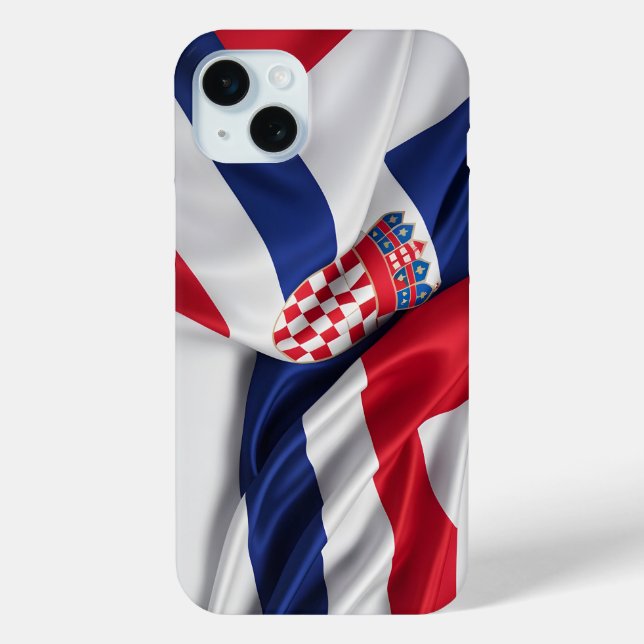 Funda De Case-Mate Para iPhone Textura de seda de la bandera de Croacia (Reverso )