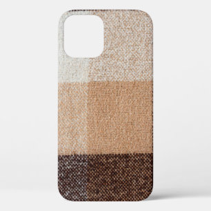 Funda Para iPhone 12 Textura de tela de lana trenzada de color marrón. 