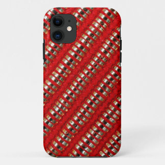 Funda Para iPhone 11 Textura de tela de raya diagonal delgada roja y do