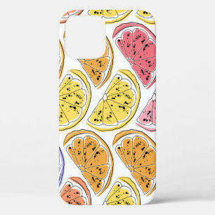 Funda Para iPhone 12 Textura de verano de cítricos de limón vintage