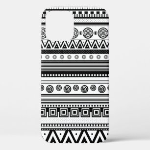 Funda Para iPhone 12 Pro textura decorativa azteca BN