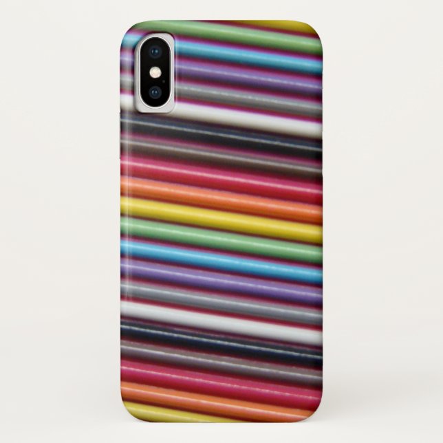 Funda De Case-Mate Para iPhone Textura del cable de cinta de arco iris (Reverso)