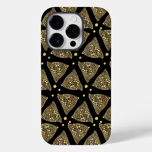 Funda De Case-Mate Para iPhone Textura dorada Triángulos Patrón moderno (Reverso )