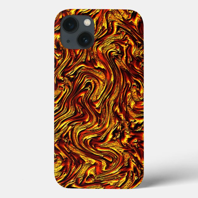 Funda De Case-Mate Para iPhone Textura dorada y roja vívida (Reverso)