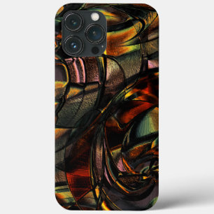 Funda Para iPhone 13 Pro Max Textura granulada encantadora, verde dorado grabad