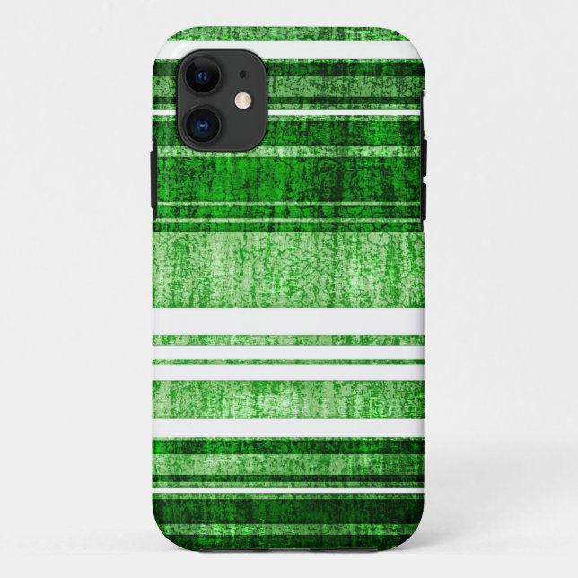 Funda De Case-Mate Para iPhone Textura gruesa de rayas verdes y blancas (Reverso)