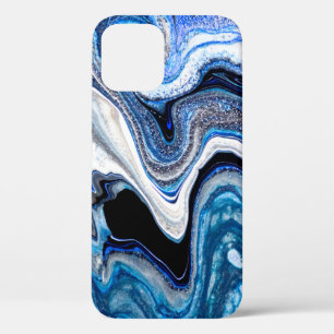Funda Para iPhone 12 Textura líquida de mármol abstracto en gli blanco