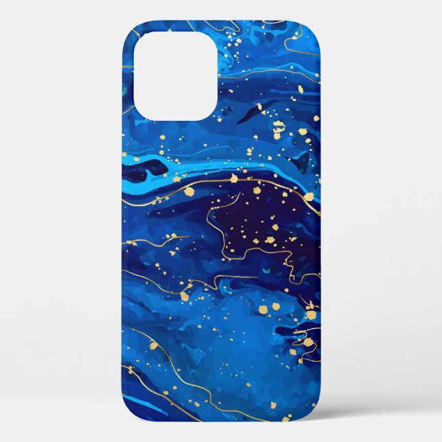 Funda De Case-Mate Para iPhone Textura lujosa de mármol de oro azul (Reverso )