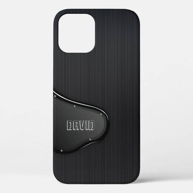 Funda De Case-Mate Para iPhone Textura metálica negra delgada (Reverso )