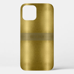 Funda Para iPhone 12 Pro Textura Metalizado de oro brillante con nombre per