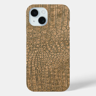 Funda Para iPhone 15 Textura moderna de cuero crocante de taupe